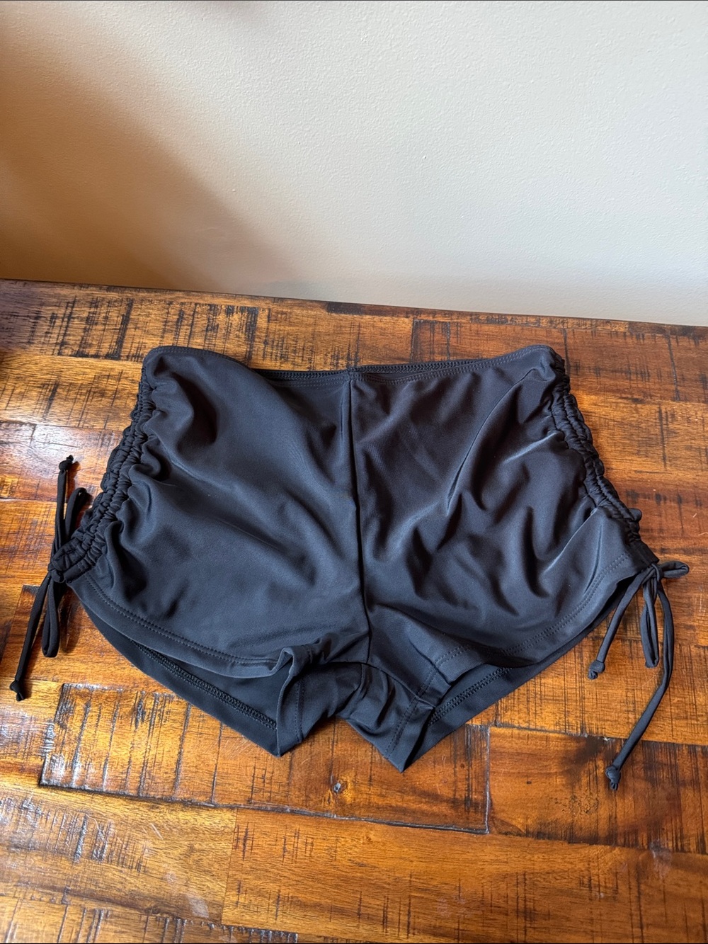 NWOT - Women's Black Athletic Ruched Side Swim Shorts